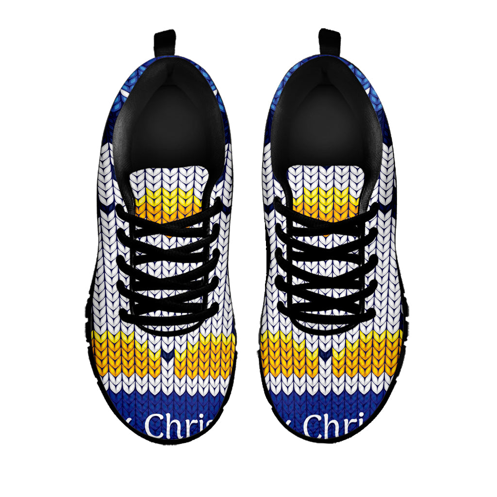 Christmas Penguin Knitted Print Black Sneakers