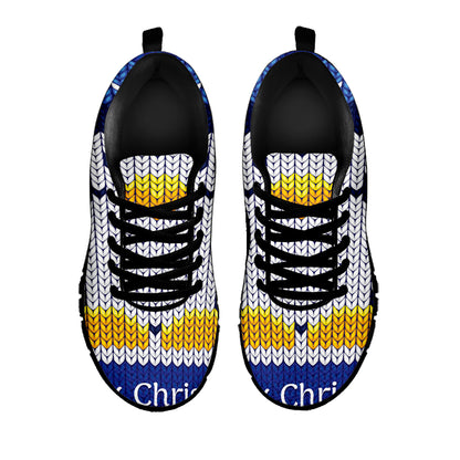 Christmas Penguin Knitted Print Black Sneakers