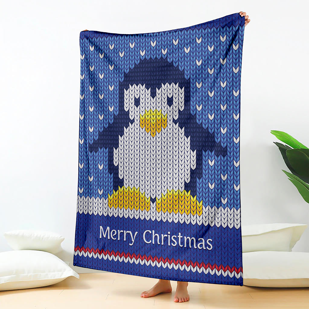 Christmas Penguin Knitted Print Blanket