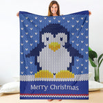 Christmas Penguin Knitted Print Blanket