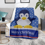 Christmas Penguin Knitted Print Blanket