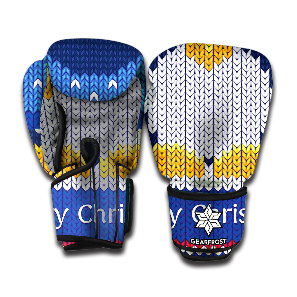 Christmas Penguin Knitted Print Boxing Gloves