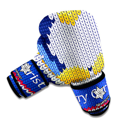 Christmas Penguin Knitted Print Boxing Gloves