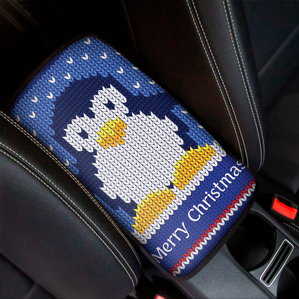 Christmas Penguin Knitted Print Car Center Console Cover