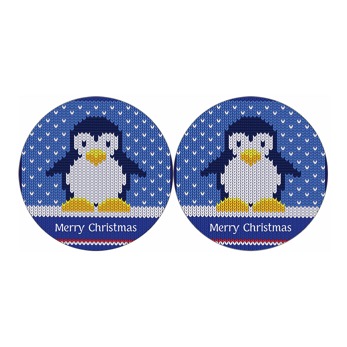Christmas Penguin Knitted Print Car Coasters