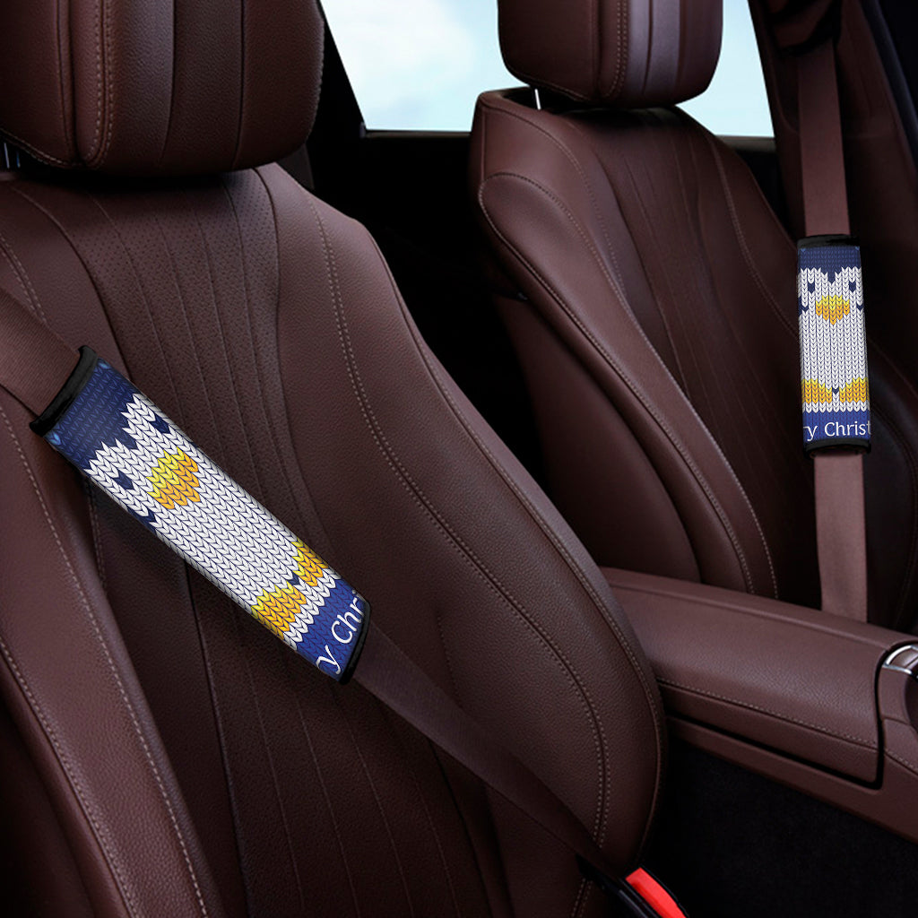 Christmas Penguin Knitted Print Car Seat Belt Covers