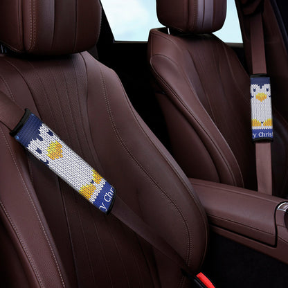 Christmas Penguin Knitted Print Car Seat Belt Covers