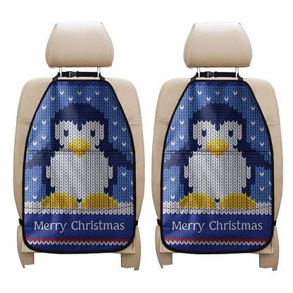 Christmas Penguin Knitted Print Car Seat Organizers