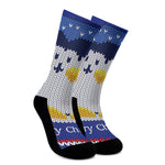 Christmas Penguin Knitted Print Crew Socks