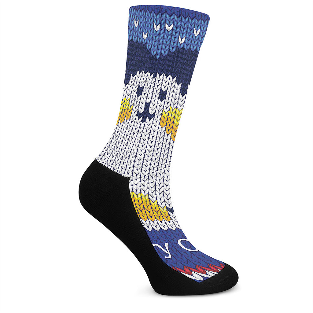 Christmas Penguin Knitted Print Crew Socks