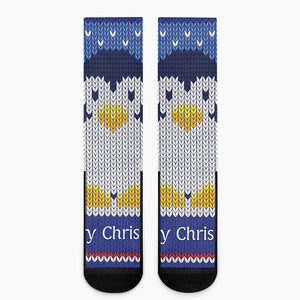 Christmas Penguin Knitted Print Crew Socks