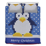 Christmas Penguin Knitted Print Duvet Cover Bedding Set
