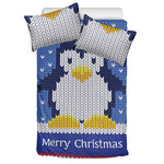 Christmas Penguin Knitted Print Duvet Cover Bedding Set