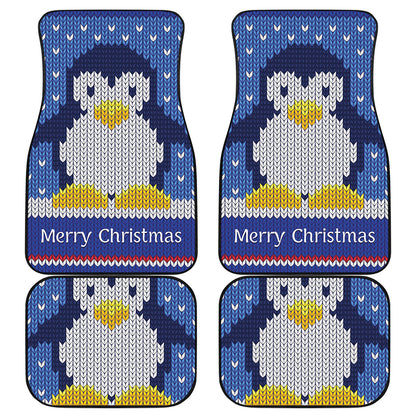 Christmas Penguin Knitted Print Front and Back Car Floor Mats