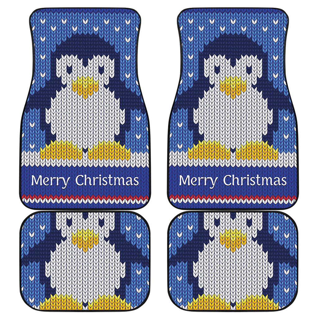 Christmas Penguin Knitted Print Front and Back Car Floor Mats