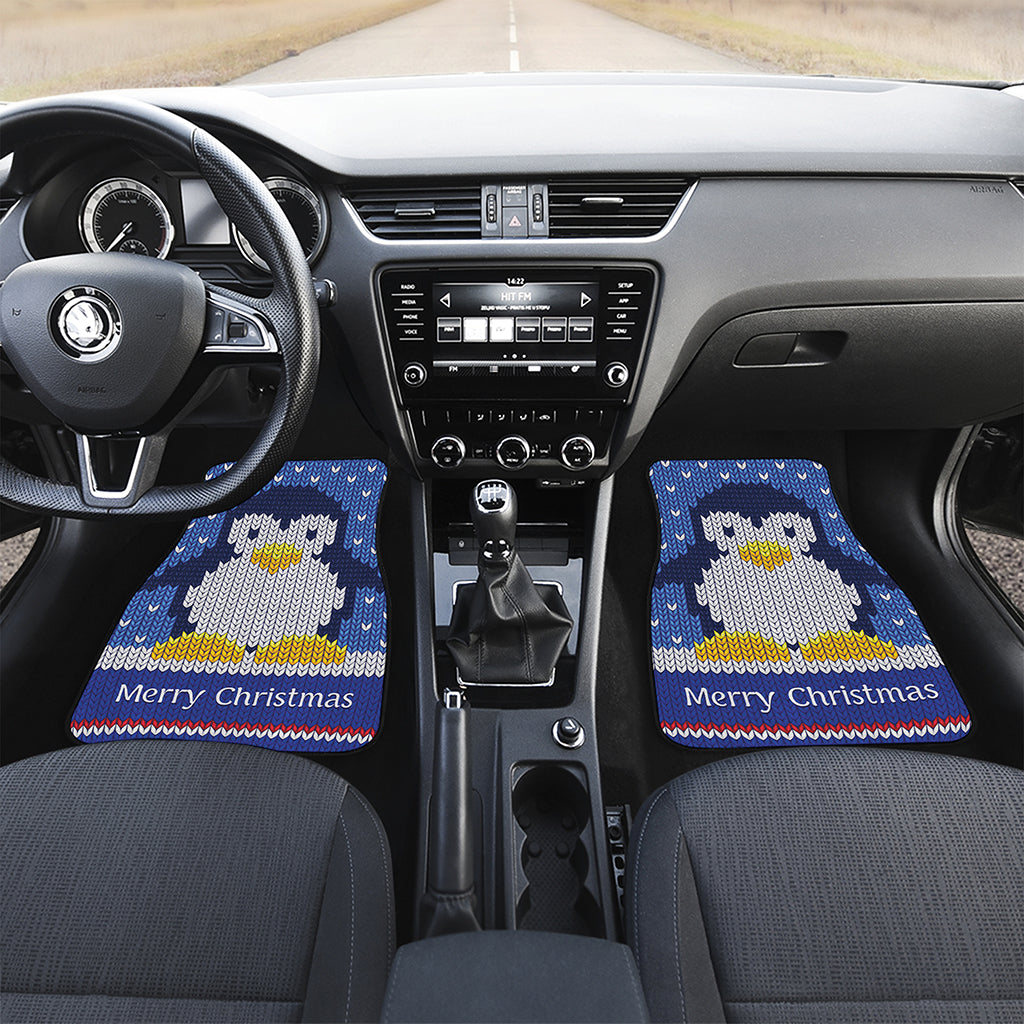Christmas Penguin Knitted Print Front and Back Car Floor Mats