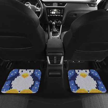 Christmas Penguin Knitted Print Front and Back Car Floor Mats