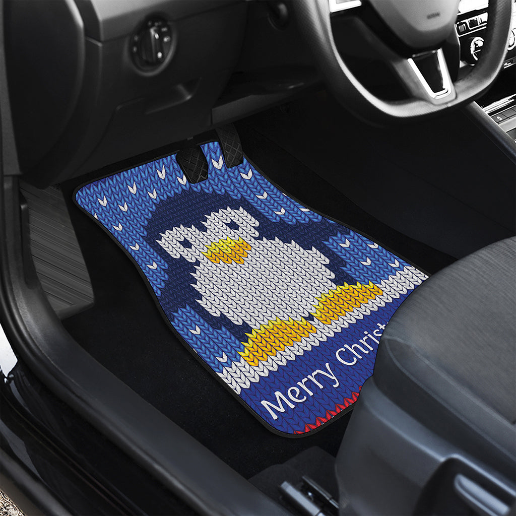 Christmas Penguin Knitted Print Front and Back Car Floor Mats