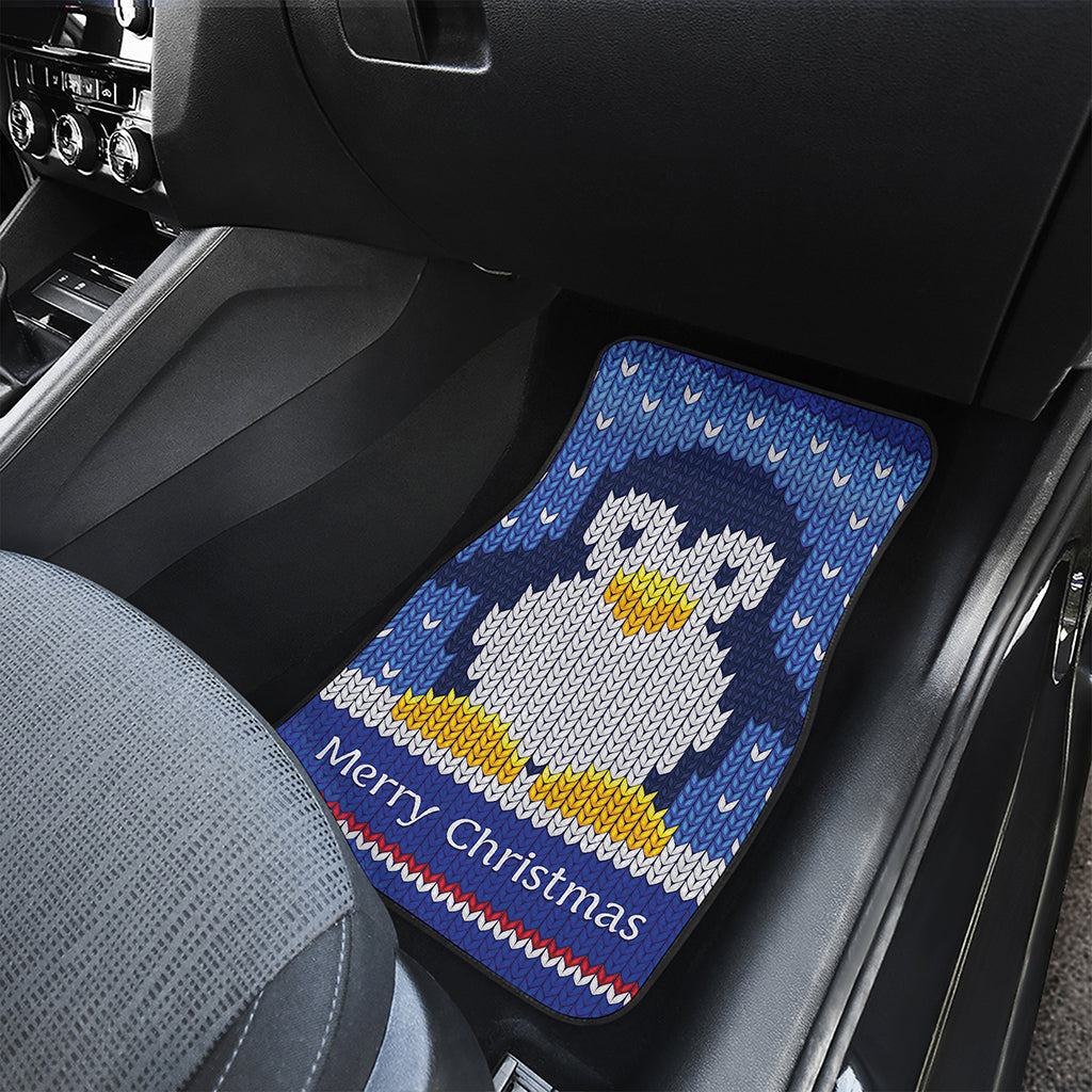 Christmas Penguin Knitted Print Front and Back Car Floor Mats