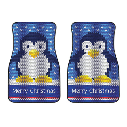 Christmas Penguin Knitted Print Front Car Floor Mats