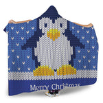 Christmas Penguin Knitted Print Hooded Blanket