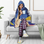 Christmas Penguin Knitted Print Hooded Blanket