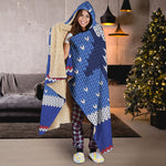 Christmas Penguin Knitted Print Hooded Blanket