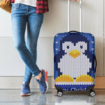 Christmas Penguin Knitted Print Luggage Cover