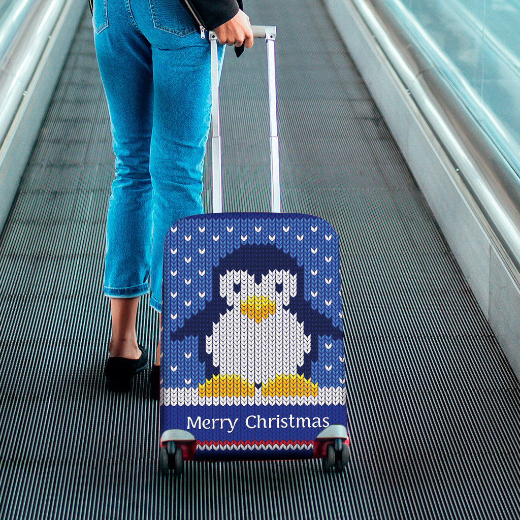 Christmas Penguin Knitted Print Luggage Cover