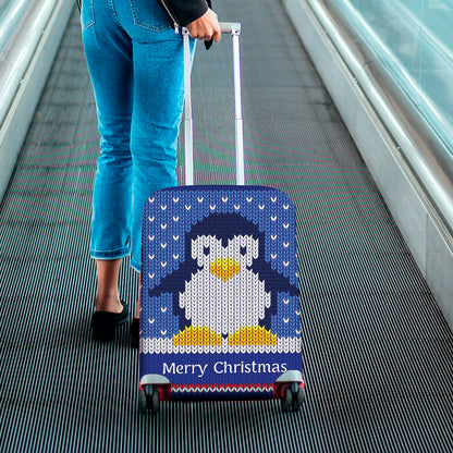 Christmas Penguin Knitted Print Luggage Cover