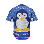 Christmas Penguin Knitted Print Men's Baseball Jersey