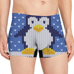 Christmas Penguin Knitted Print Men's Boxer Briefs