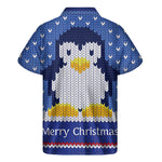 Christmas Penguin Knitted Print Men's Short Sleeve Shirt