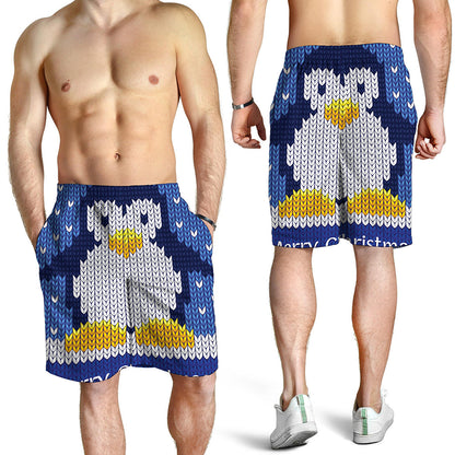 Christmas Penguin Knitted Print Men's Shorts