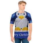 Christmas Penguin Knitted Print Men's T-Shirt