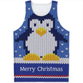 Christmas Penguin Knitted Print Men's Tank Top