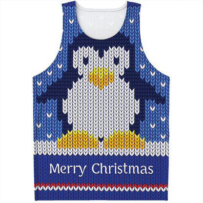 Christmas Penguin Knitted Print Men's Tank Top