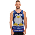 Christmas Penguin Knitted Print Men's Tank Top
