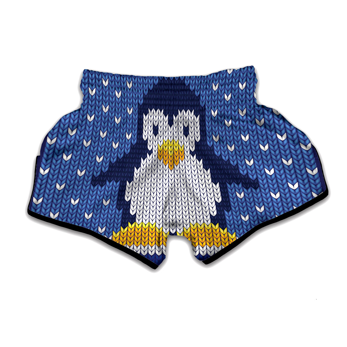 Christmas Penguin Knitted Print Muay Thai Boxing Shorts