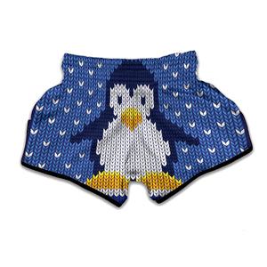 Christmas Penguin Knitted Print Muay Thai Boxing Shorts