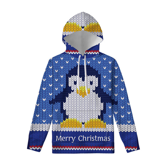 Christmas Penguin Knitted Print Pullover Hoodie