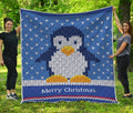 Christmas Penguin Knitted Print Quilt