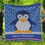 Christmas Penguin Knitted Print Quilt