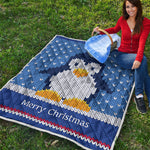 Christmas Penguin Knitted Print Quilt