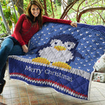 Christmas Penguin Knitted Print Quilt
