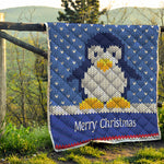 Christmas Penguin Knitted Print Quilt