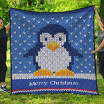 Christmas Penguin Knitted Print Quilt