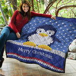Christmas Penguin Knitted Print Quilt