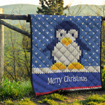 Christmas Penguin Knitted Print Quilt