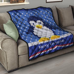 Christmas Penguin Knitted Print Quilt